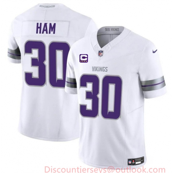 Men's Minnesota Vikings #30 C.J. Ham White 2024 F.U.S.E. With 4-Star C Winter Warrior Limited Stitched Jersey - Ujersey