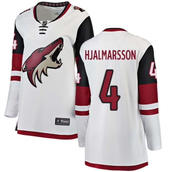 Women's Arizona Coyotes #4 Niklas Hjalmarsson Authentic White Away Fanatics Branded Breakaway NHL Jersey - Ujersey