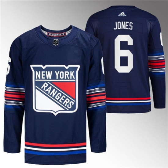 Men's New York Rangers #6 Zac Jones Navy Stitched Jersey - Ujersey