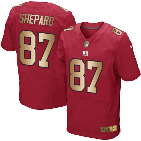 Men's Nike New York Giants #87 Sterling Shepard Elite Red/Gold Alternate NFL Jersey - Ujersey