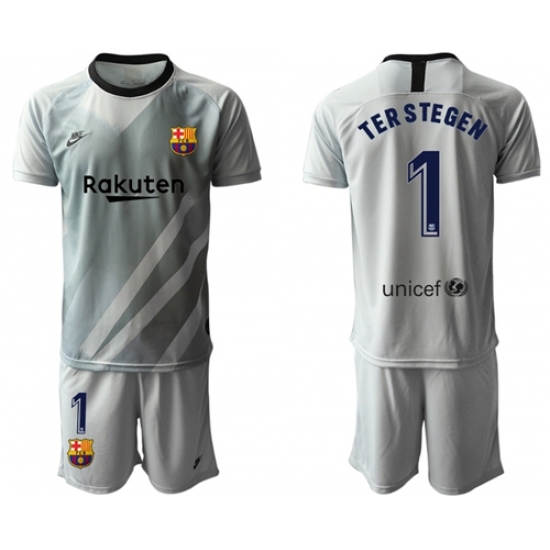 Barcelona #1 Ter Stegen Grey Goalkeeper Soccer Club Jersey