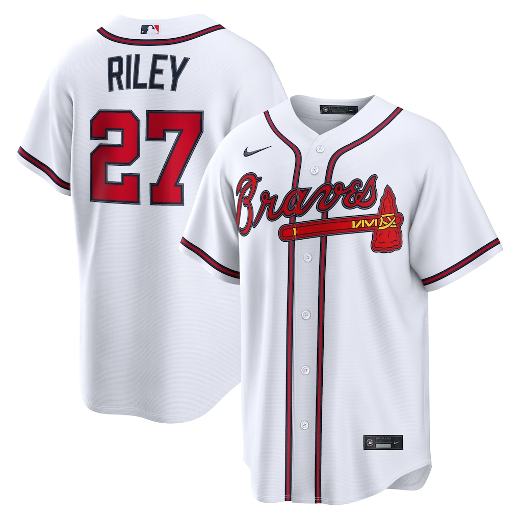 Men's Atlanta Braves Austin Riley Nike White Home Replica Jersey - Vujersey Los Angeles Rams