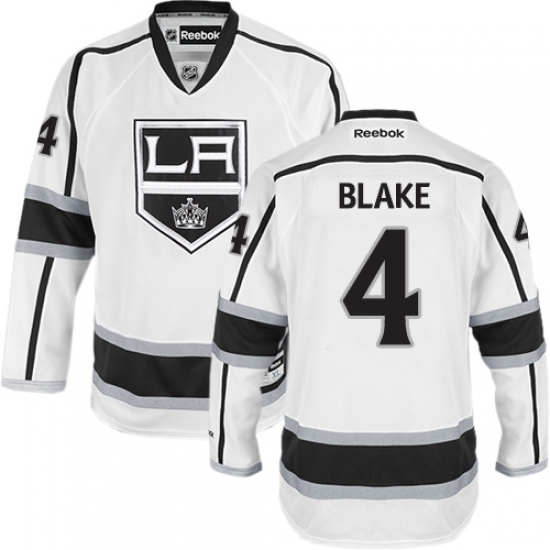 Women's Reebok Los Angeles Kings #4 Rob Blake Authentic White Away NHL Jersey - Ujersey