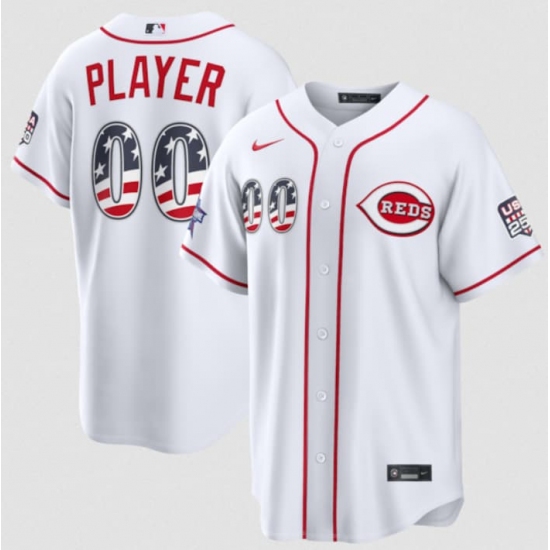 Men's Cincinnati Reds Active Player Custom White 2026 All-Star Edition Stars & Stripes & USA 250 Fourth of July Home Stadium Stitched Baseball Jersey - Ujersey