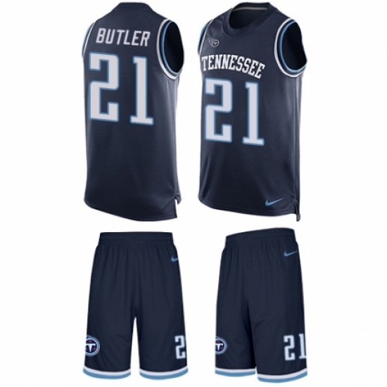 Men's Nike Tennessee Titans #21 Malcolm Butler Limited Navy Blue Tank Top Suit NFL Jersey - Ujersey