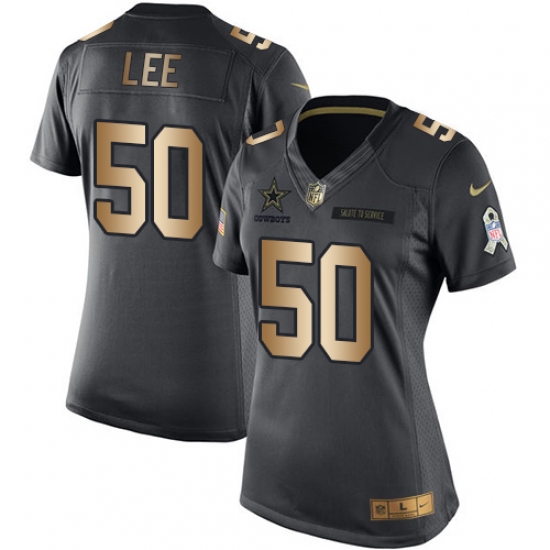 Women's Nike Dallas Cowboys #50 Sean Lee Limited Black/Gold Salute to Service NFL Jersey - Ujersey