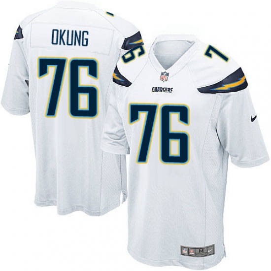Men's Nike Los Angeles Chargers #76 Russell Okung Game White NFL Jersey - Ujersey