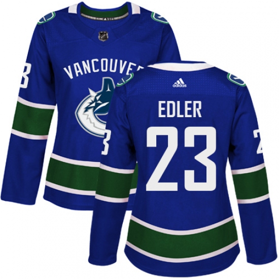 Women's Adidas Vancouver Canucks #23 Alexander Edler Authentic Blue Home NHL Jersey - Ujersey