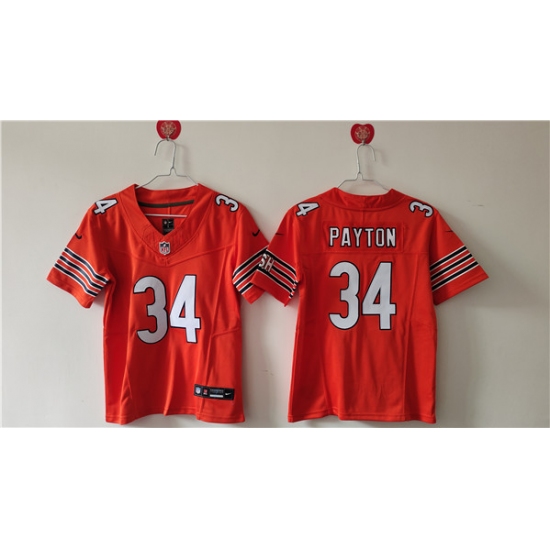 Women's Chicago Bears #34 Walter Payton Orange 2024 Draft F.U.S.E. Vapor Football Stitched Jersey - Ujersey