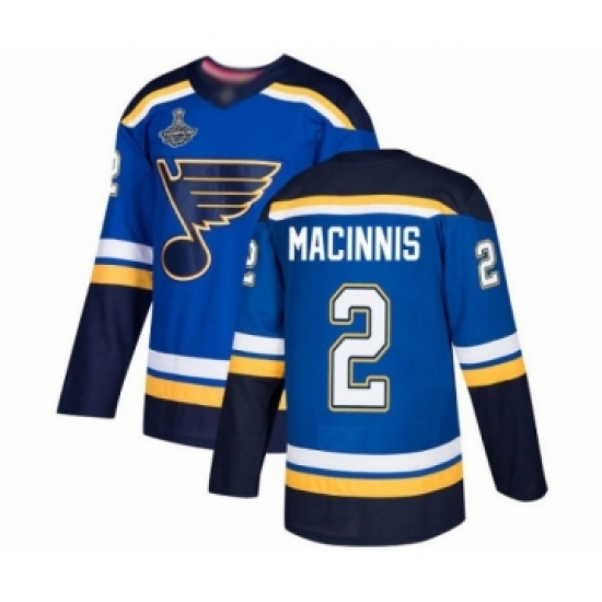 Men's St. Louis Blues #2 Al Macinnis Authentic Royal Blue Home 2019 Stanley Cup Champions Hockey Jersey - Ujersey