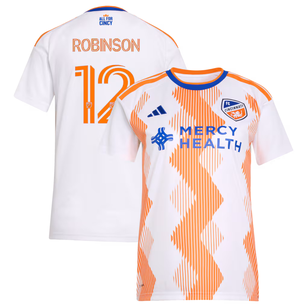 Women's FC Cincinnati Miles Robinson adidas White 2026 The Seven Hills Kit Replica Jersey