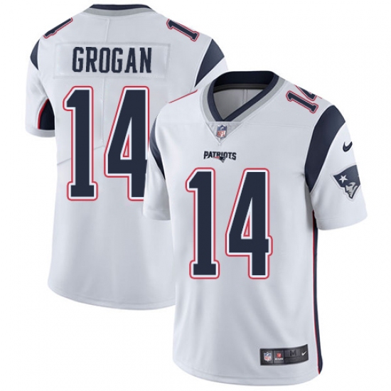 Youth Nike New England Patriots #14 Steve Grogan White Vapor Untouchable Limited Player NFL Jersey - Ujersey
