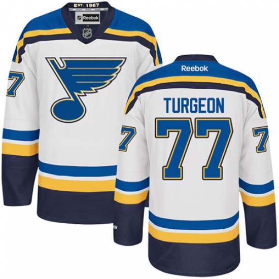 Men's Reebok St. Louis Blues #77 Pierre Turgeon Authentic White Away NHL Jersey - Ujersey