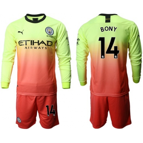 Manchester City #14 Bony Third Long Sleeves Soccer Club Jersey