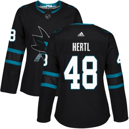 Women's Adidas San Jose Sharks #48 Tomas Hertl Premier Black Alternate NHL Jersey - Ujersey