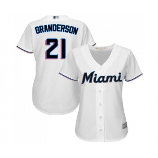 Women's Miami Marlins #21 Curtis Granderson Replica White Home Cool Base Baseball Jersey - Ujersey