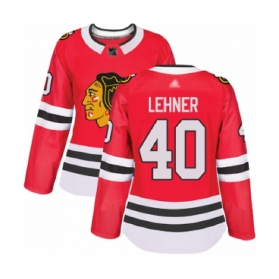 Women's Chicago Blackhawks #40 Robin Lehner Authentic Red Home Hockey Jersey - Ujersey