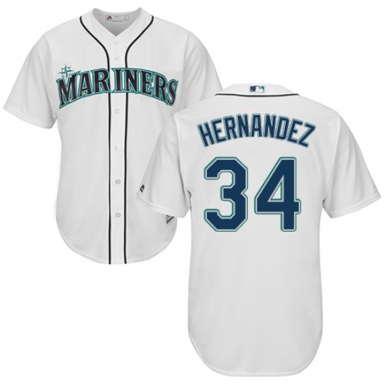 Men's Majestic Seattle Mariners #34 Felix Hernandez Replica White Home Cool Base MLB Jersey - Ujersey