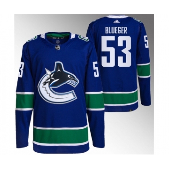 Men's Vancouver Canucks #53 Teddy Blueger Blue Retro Stitched Jersey - Ujersey