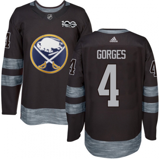 Men's Adidas Buffalo Sabres #4 Josh Gorges Premier Black 1917-2017 100th Anniversary NHL Jersey - Ujersey