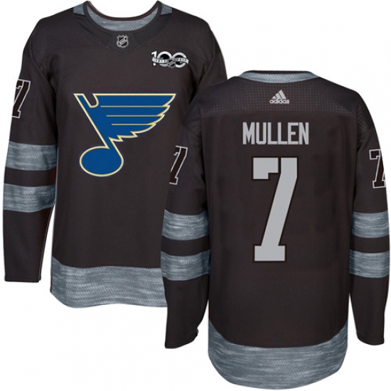 Men's Adidas St. Louis Blues #7 Joe Mullen Authentic Black 1917-2017 100th Anniversary NHL Jersey - Ujersey
