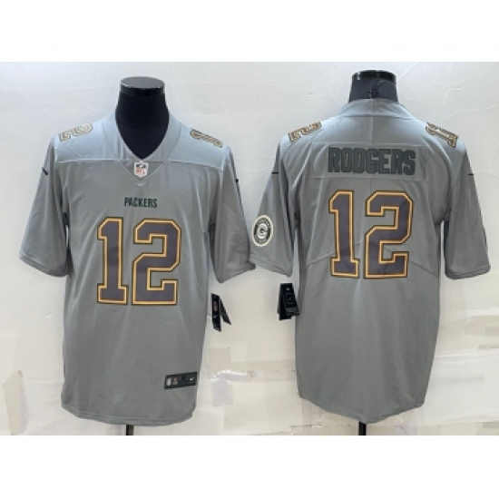 Men's Green Bay Packers #12 Aaron Rodgers LOGO Grey Atmosphere Fashion 2022 Vapor Untouchable Stitched Limited Jersey - Ujersey