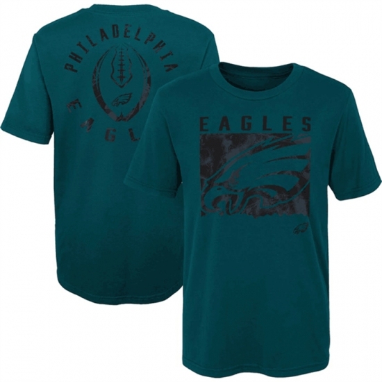 Men's Philadelphia Eagles Green Preschool Liquid Camo Logo T Shirt - Ujersey