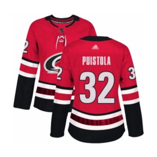 Women's Carolina Hurricanes #32 Patrik Puistola Authentic Red Home Hockey Jersey - Ujersey