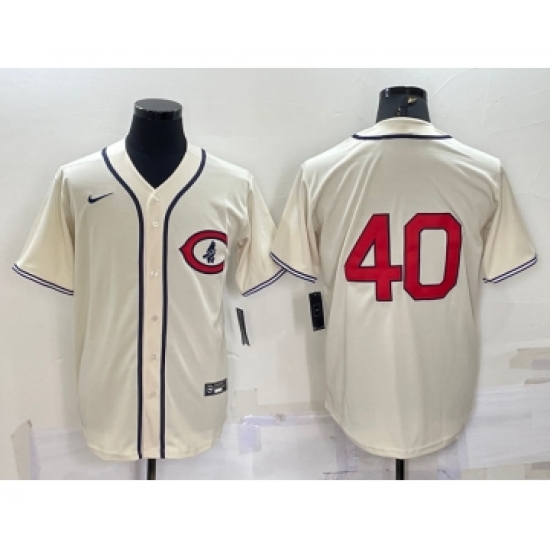 Men's Chicago Cubs #40 Willson Contreras 2022 Cream Field of Dreams Cool Base Stitched Baseball Jersey - Ujersey