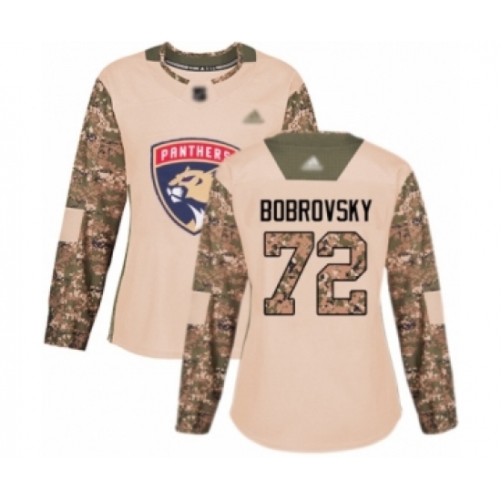 Women's Florida Panthers #72 Sergei Bobrovsky Authentic Camo Veterans Day Practice Hockey Jersey