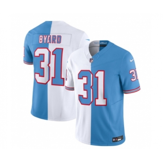 Men's Nike Tennessee Titans #31 Kevin Byard White Blue 2023 F.U.S.E. Split Vapor Limited Throwback Football Stitched Jersey - Ujersey