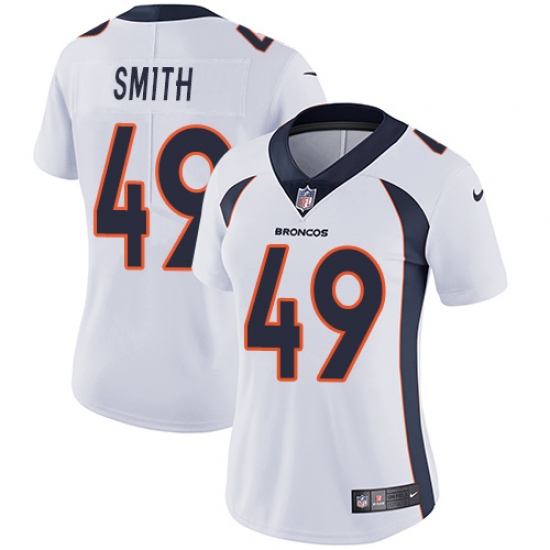 Women's Nike Denver Broncos #49 Dennis Smith White Vapor Untouchable Limited Player NFL Jersey - Ujersey