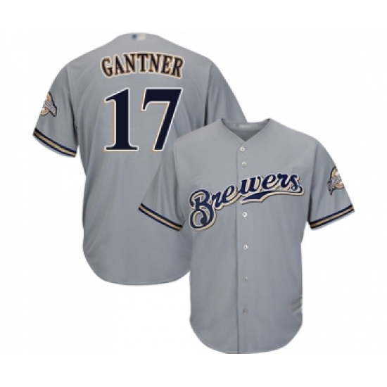 Men's Milwaukee Brewers #17 Jim Gantner Replica Grey Road Cool Base Baseball Jersey - Ujersey