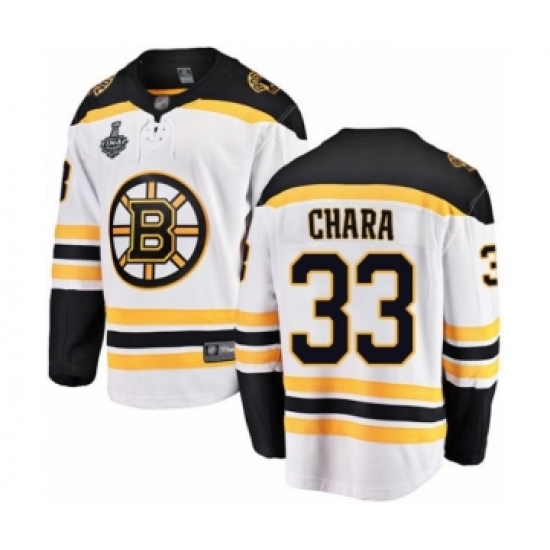 Men's Boston Bruins #33 Zdeno Chara Authentic White Away Fanatics Branded Breakaway 2019 Stanley Cup Final Bound Hockey Jersey - Ujersey
