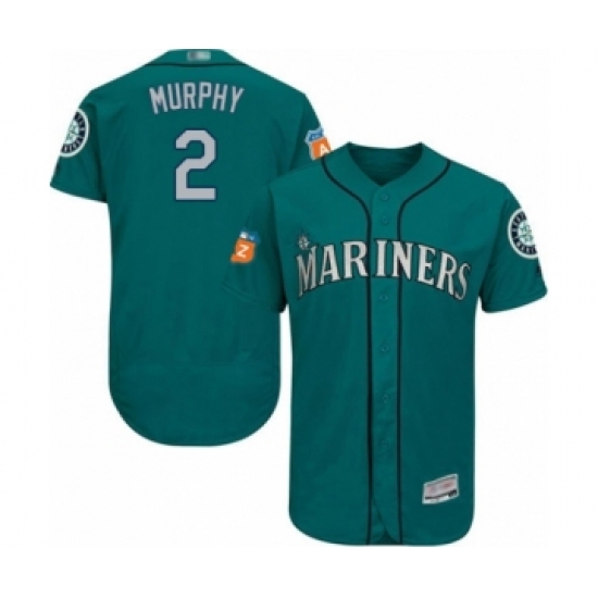 Men's Seattle Mariners #2 Tom Murphy Teal Green Alternate Flex Base Authentic Collection Baseball Player Jersey - Ujersey