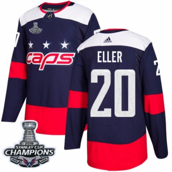 Youth Adidas Washington Capitals #20 Lars Eller Authentic Navy Blue 2018 Stadium Series 2018 Stanley Cup Final Champions NHL Jersey - Ujersey