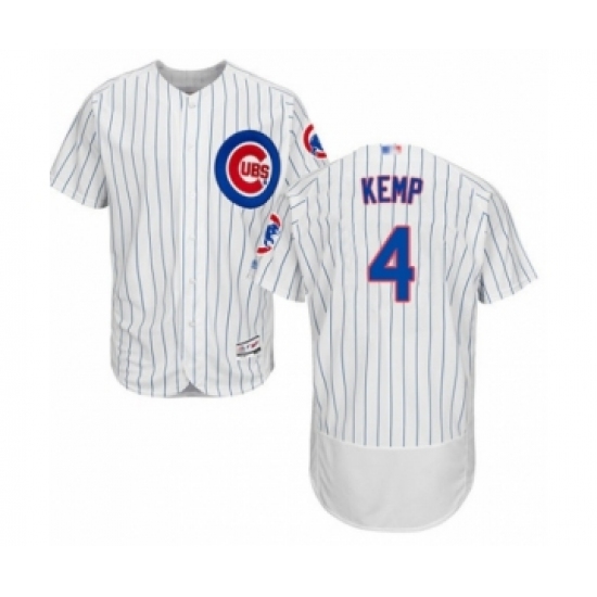 Men's Chicago Cubs #4 Tony Kemp White Home Flex Base Authentic Collection Baseball Player Jersey - Ujersey