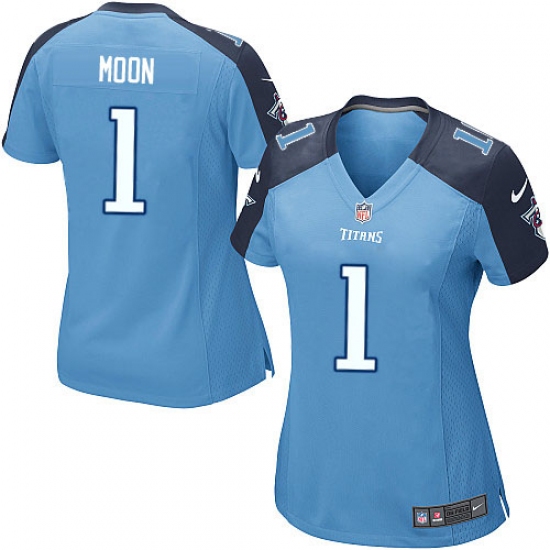 Women's Nike Tennessee Titans #1 Warren Moon Game Light Blue Team Color NFL Jersey - Ujersey