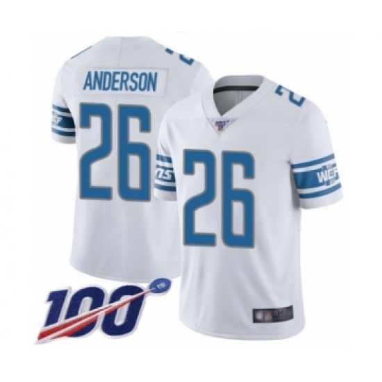 Men's Detroit Lions #26 C.J. Anderson White Vapor Untouchable Limited Player 100th Season Football Jersey - Ujersey