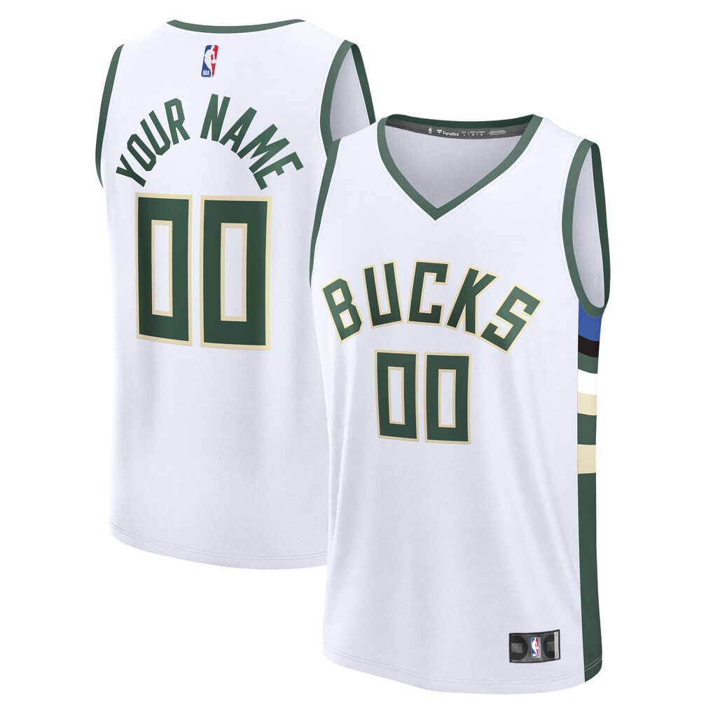 Youth Milwaukee Bucks Fanatics White Fast Break Custom Replica Jersey - Association Edition - Ujersey Shop