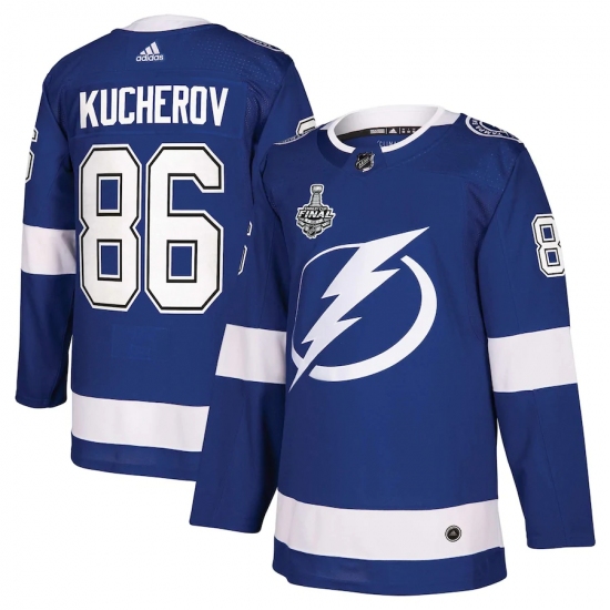 Men's Tampa Bay Lightning #86 Nikita Kucherov adidas Blue 2020 Stanley Cup Final Bound Authentic Player Jersey - Ujersey
