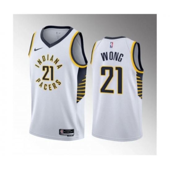 Men's Indiana Pacers #21 Isaiah Wong White 2023 Draft Association Edition Stitched Basketball Jersey - Ujersey