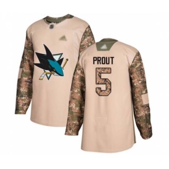 Men's San Jose Sharks #5 Dalton Prout Authentic Camo Veterans Day Practice Hockey Jersey - Ujersey