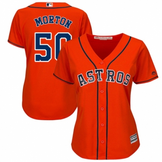Women's Majestic Houston Astros #50 Charlie Morton Authentic Orange Alternate Cool Base MLB Jersey - Ujersey