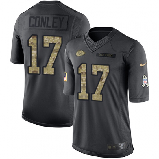 Men's Nike Kansas City Chiefs #17 Chris Conley Limited Black 2016 Salute to Service NFL Jersey - Ujersey