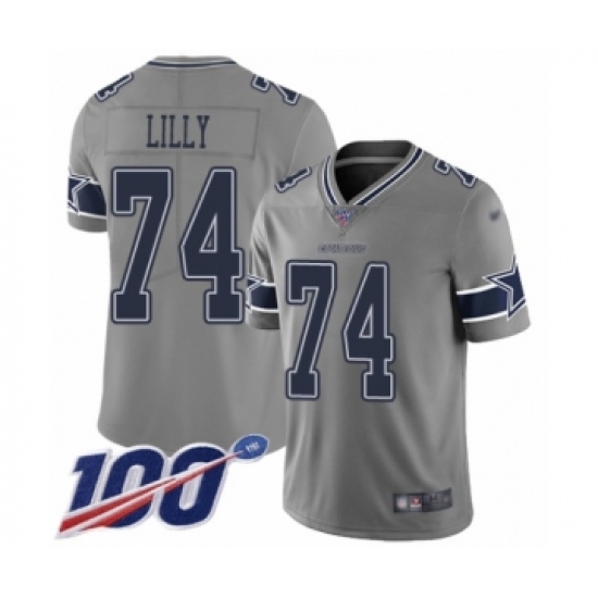 Men's Dallas Cowboys #74 Bob Lilly Limited Gray Inverted Legend 100th Season Football Jersey - Ujersey