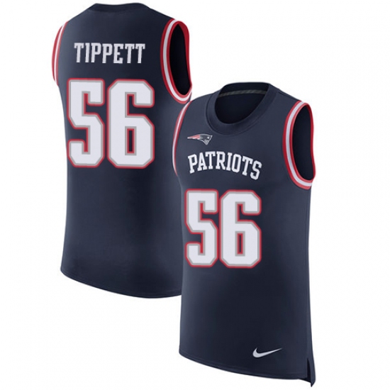 Men's Nike New England Patriots #56 Andre Tippett Limited Navy Blue Rush Player Name & Number Tank Top NFL Jersey - Ujersey
