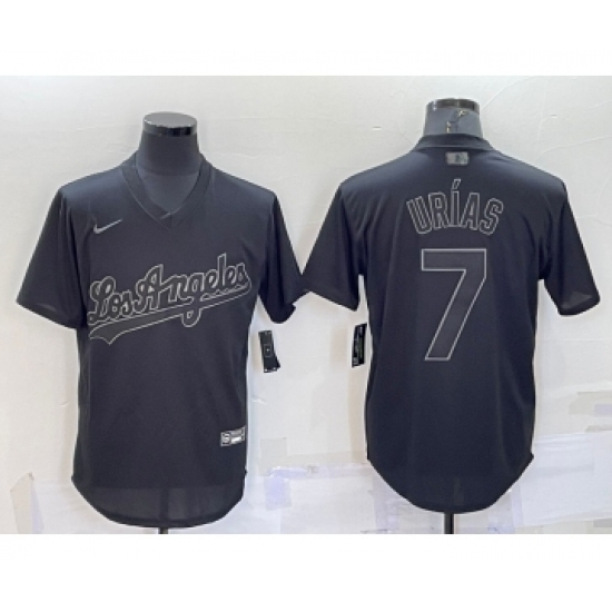 Men's Los Angeles Dodgers #7 Julio Urias Black Pullover Turn Back The Clock Stitched Cool Base Jersey - Ujersey