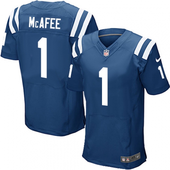 Men's Nike Indianapolis Colts #1 Pat McAfee Elite Royal Blue Team Color NFL Jersey - Ujersey