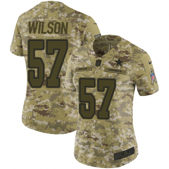 Women's Nike Dallas Cowboys #57 Damien Wilson Limited Camo 2018 Salute to Service NFL Jersey - Ujersey